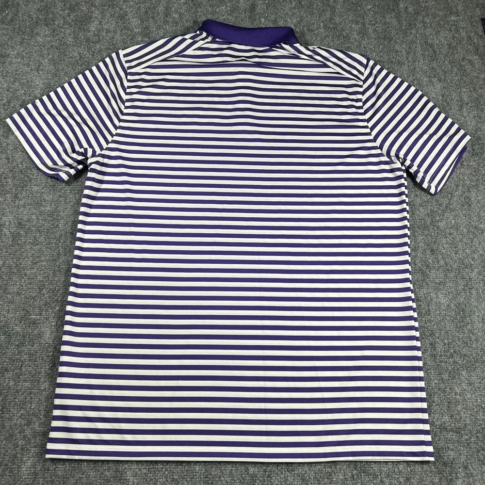 Nike Golf TCU Polo Shirt Mens Large Purple Striped Dri-Fit Short‎ Sleeve